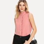 Shein Button Front Frill Detail Shirt