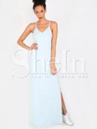 Shein Light Blue Spaghetti Strap Split Maxi Dress