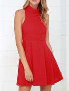 Shein Red High Neck Open Back Dress
