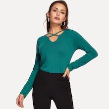 Shein Crisscross V Neck Tee
