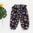 Shein Girls Frill Trim Floral Print Pants