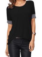 Shein Black Contrast Cuff T-shirt