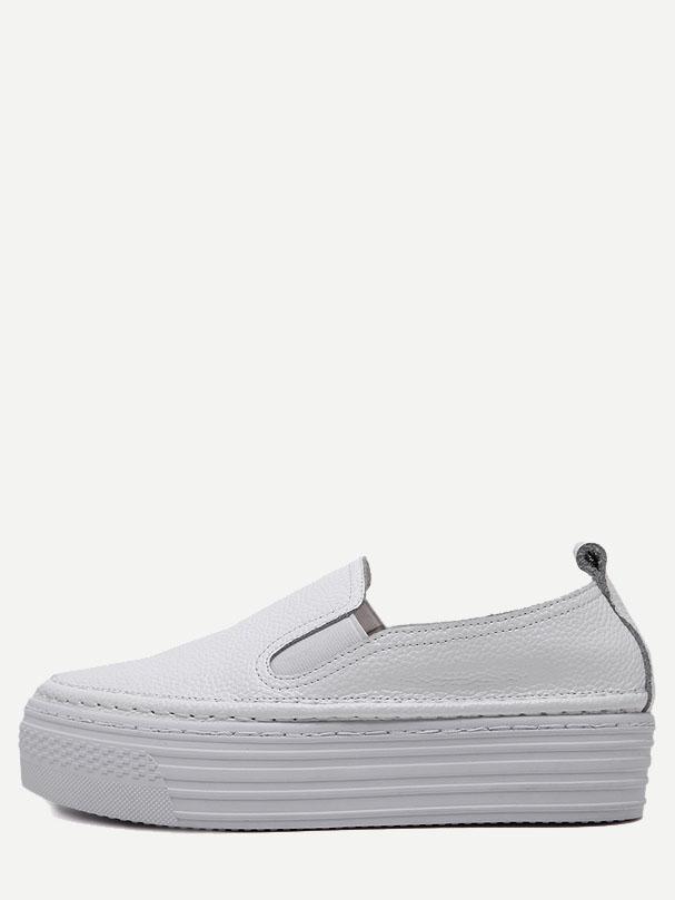 Shein White Pebbled Flatform Shoes