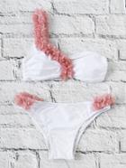 Shein Contrast Flower Embellished One Shoulder Bikini Set