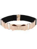 Shein Metal Bow Interlock Buckle Black Elastic Belt