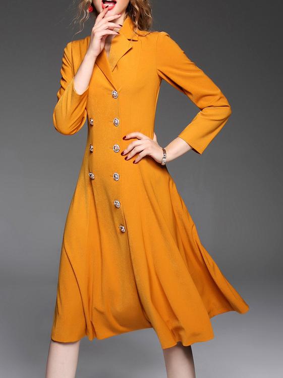 Shein Orange Lapel A-line Dress Coat