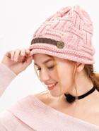Shein Pink Cable Knit Beanie Hat