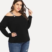 Shein Plus Applique One Shoulder Tee