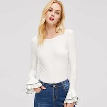 Shein Contrast Tipping Ruffle Cuff Top