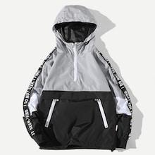 Shein Men Color Block Letter Print Hooded Jacket