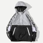 Shein Men Color Block Letter Print Hooded Jacket