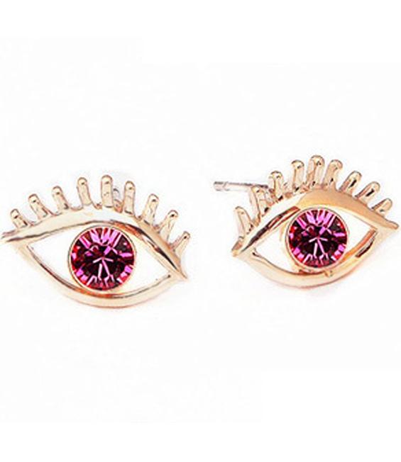 Shein Red Gemstone Gold Eye Earrings