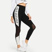 Shein Mesh Insert Letter Leggings