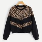 Shein Leopard Print Cut-and-sew Sweatshirt
