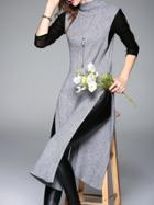 Shein Grey Sleeveless Knit Split Dress