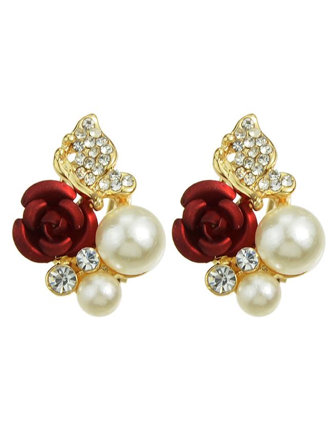 Shein Pearl Flower Stud Earring