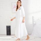 Shein Embroidery Front Tassel Tied Frilled Night Dress