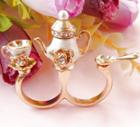 Shein Teapot Cup Spoon Crystal Ring