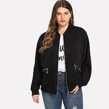 Shein Plus Contrast Sequin Zip Jacket