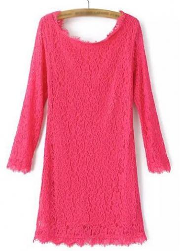 Rosewe Sweet Three Quarter Sleeve Rose Lace Dress For Autumn