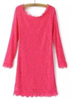 Rosewe Sweet Three Quarter Sleeve Rose Lace Dress For Autumn