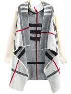 Shein Open Front Plaid Knit Cardigan