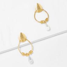 Shein Ring Decorated Hoop Drop Earrings