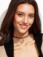 Shein Black Peace Sign Elastic Choker Necklace