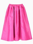 Shein Rose Red Flare Pleated Midi Skirt