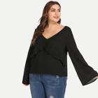 Shein Plus Ruffle Embellished V Neck Tee