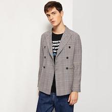 Shein Men Double Breasted Plaid Print Blazer