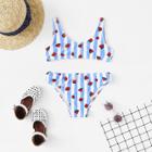 Shein Girls Watermelon Print Striped Bikini Set