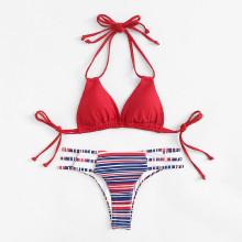 Shein Ladder Cut Out Striped Bikini Set