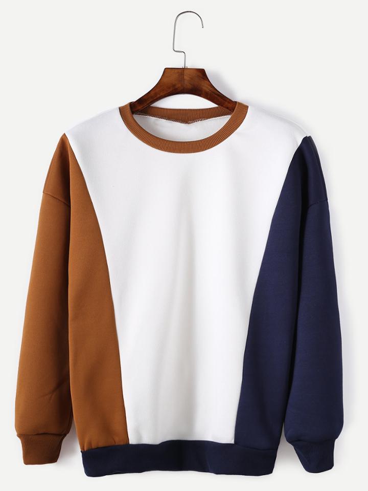Shein Color Block Contrast Trim Drop Shoulder Sweatshirt