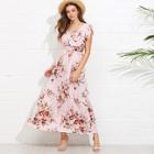 Shein Ruffle Embellished Shirred Waist Floral Dress