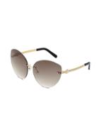 Shein Faux Pearl Detail Rimless Sunglasses