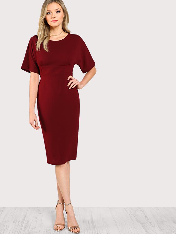 Shein Self Belted Zipper Back Dress