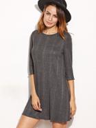 Shein Grey Ribbed Knit 3/4 Sleeve Tee Dress
