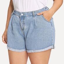 Shein Plus Roll-up Denim Shorts