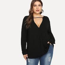 Shein Plus V Cut Neck Slim Fitted Top