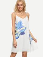 Shein Floral Print V Back Slip Dress
