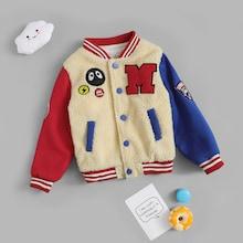Shein Toddler Boys Cartoon Embroidery & Patched Teddy Jacket