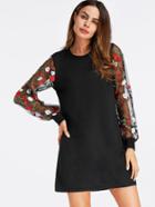 Shein Floral Embroidered Lace Panel Dress