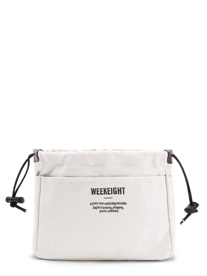 Shein Slogan Print Drawstring Makeup Pouch