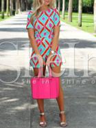 Shein Multicolor Short Sleeve Print Jumpsuit