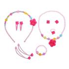 Shein Girls Beaded Flower Decorated Jewelry Set 10pcs