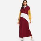 Shein Zip Front Color Block Mock-neck Dress