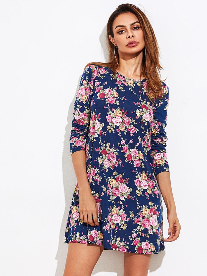 Shein Ditsy Print Swing Tee Dress