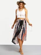 Shein Multicolor Striped Polka Dot Print Irregular Skirt