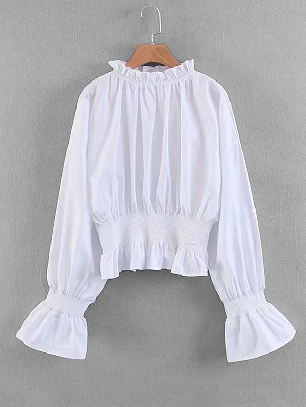 Shein Frill Neck Shirred Blouse